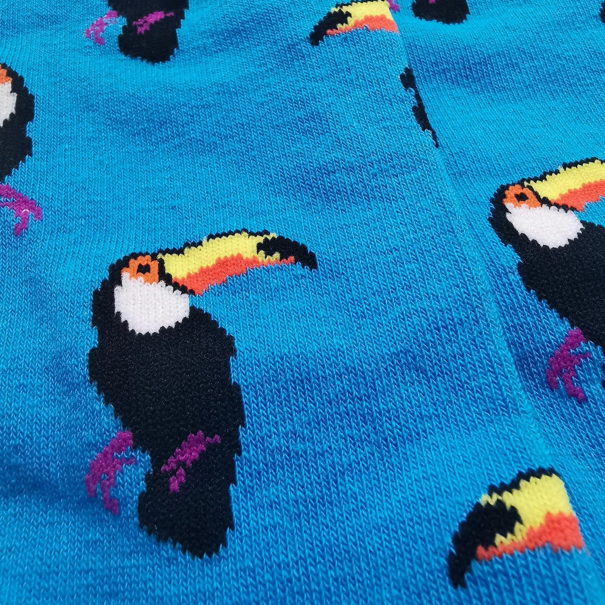 Bright Blue Unisex Toucan Tropical Bird Patterned Novelty Crew Socks