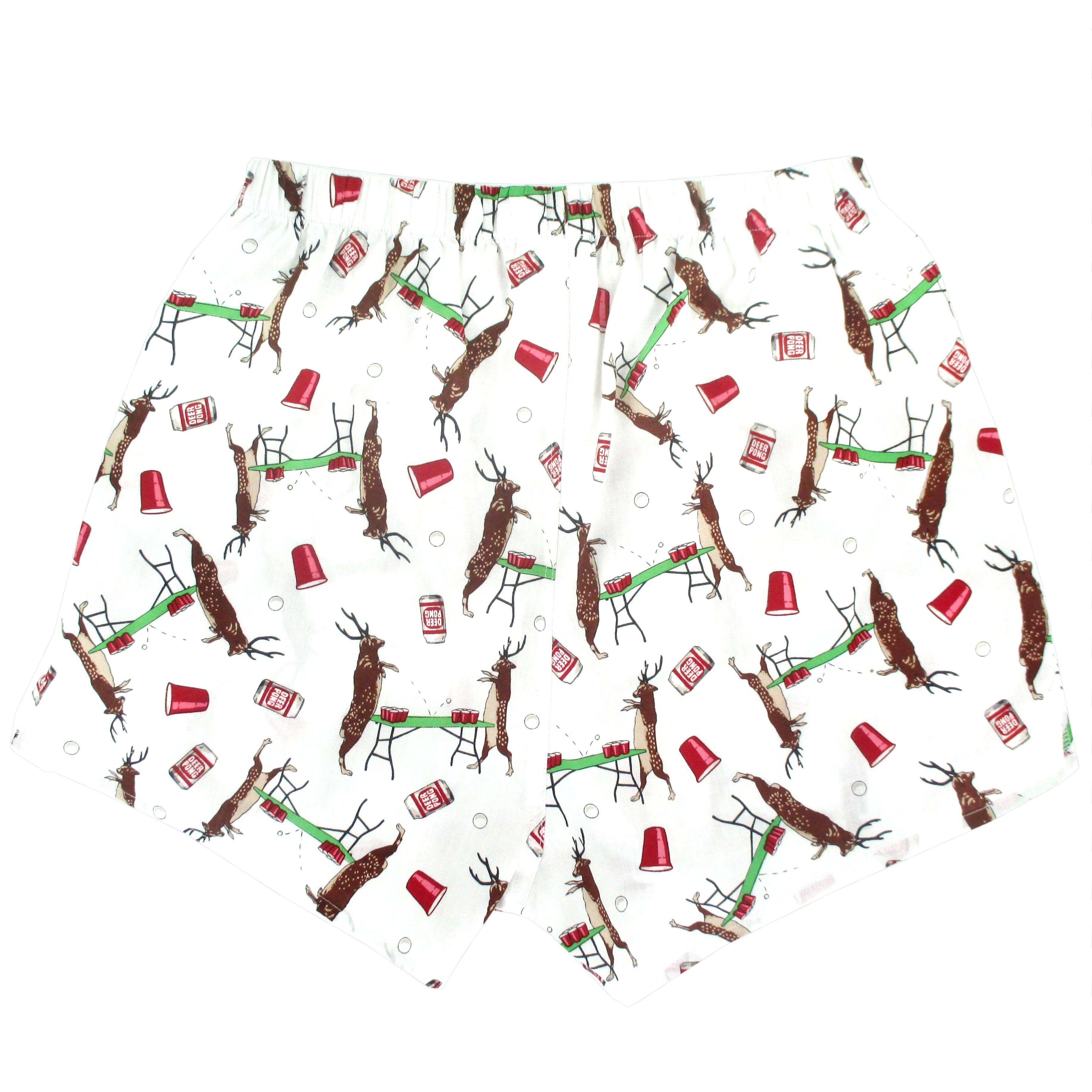 Funny Deer Playing Beer Pong All Over Print Print Cotton Boxer Shorts
