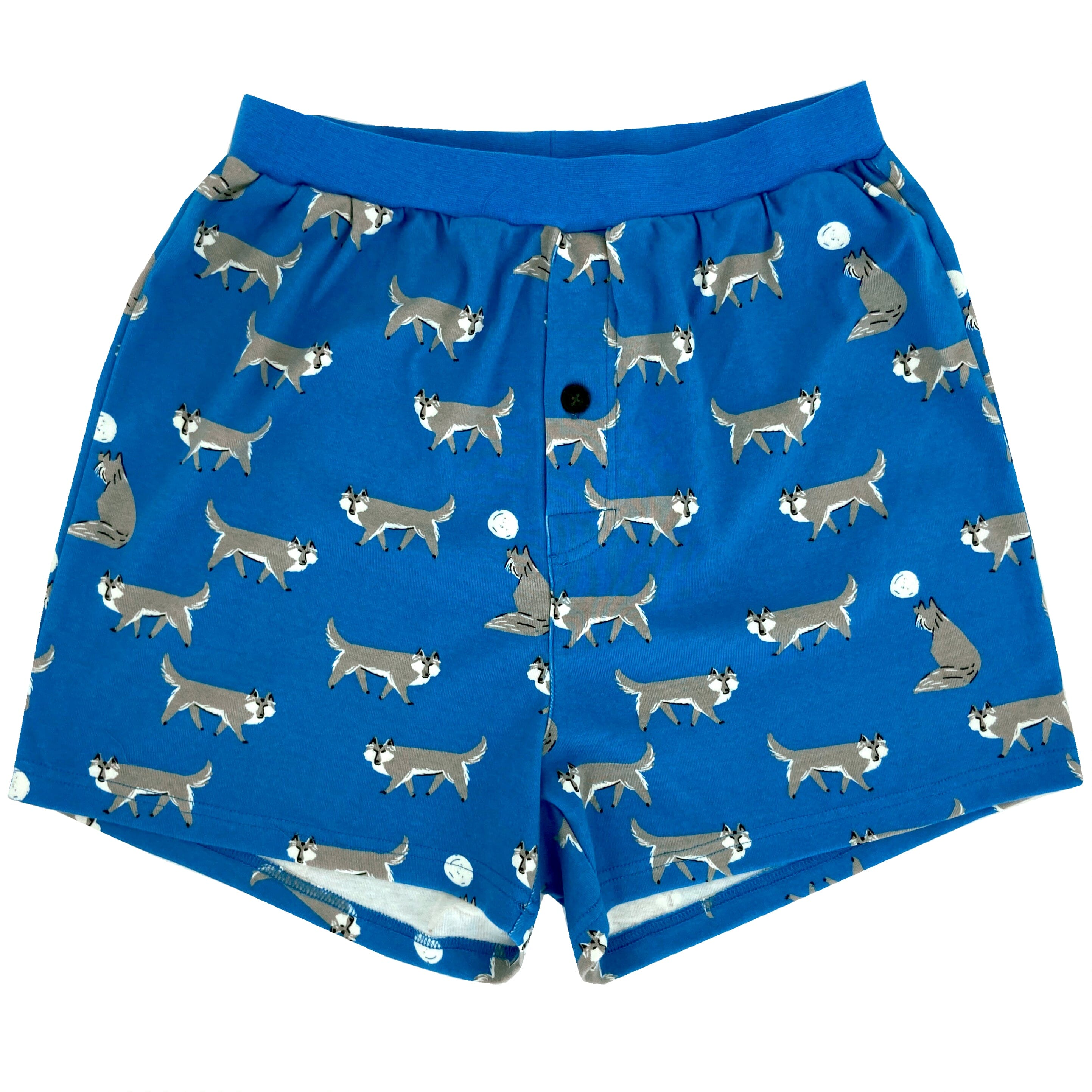 Men's Grey Wolves All Over Print Soft Cotton Knit Boxer Pajama Shorts