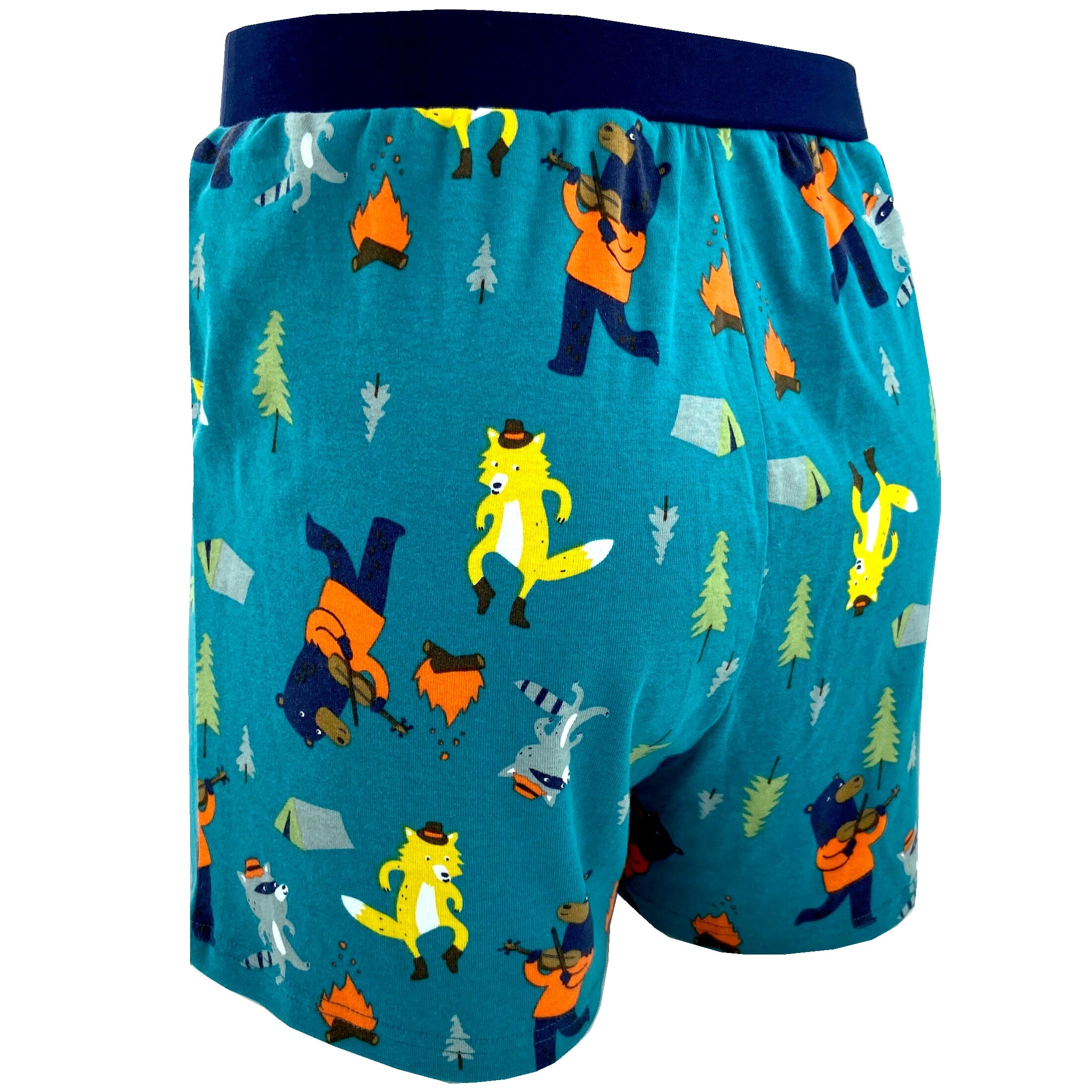 Men's Dancing Bear Fox Raccoon Print Cotton Knit Boxer Pajama Bottoms
