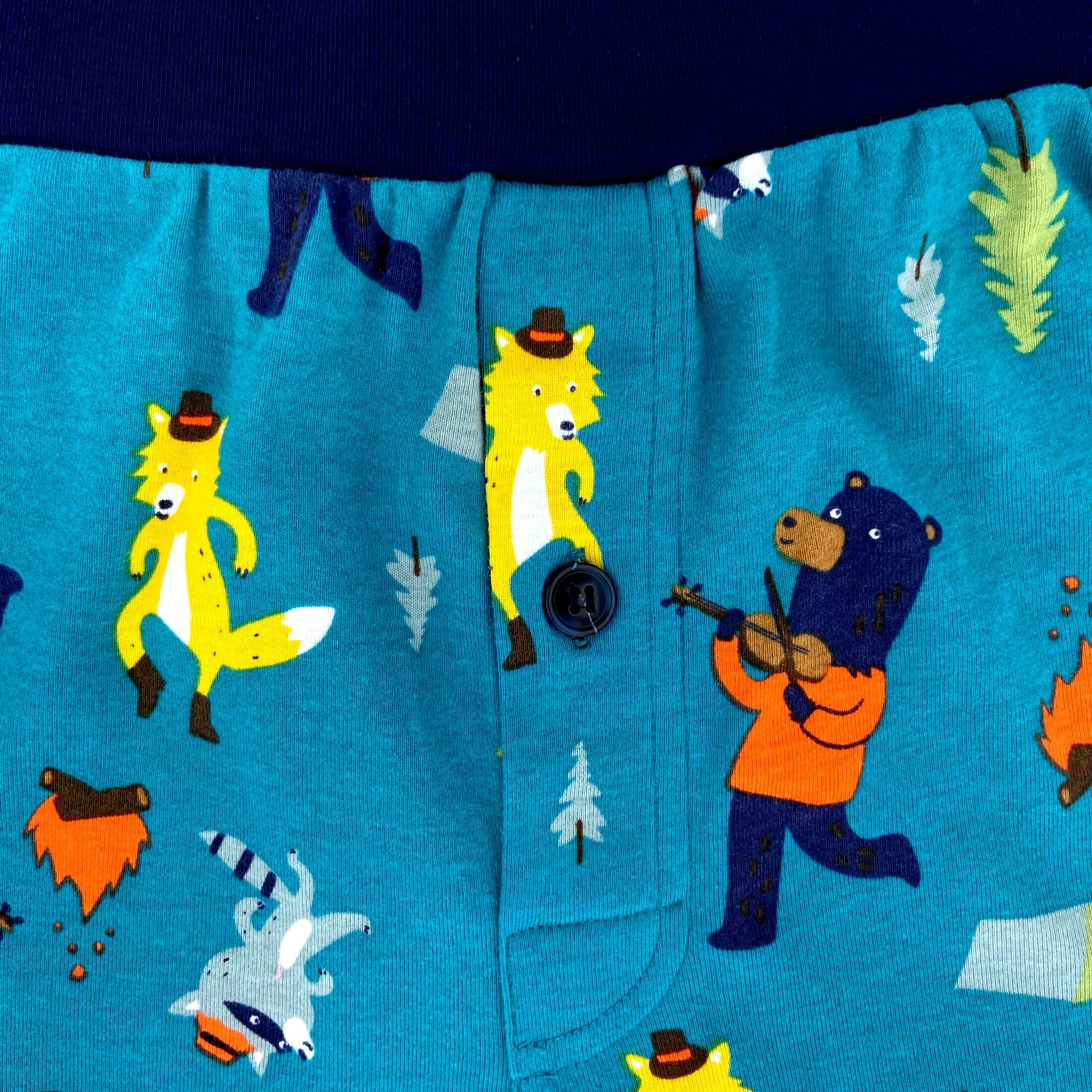 Men's Dancing Bear Fox Raccoon Print Cotton Knit Boxer Pajama Bottoms