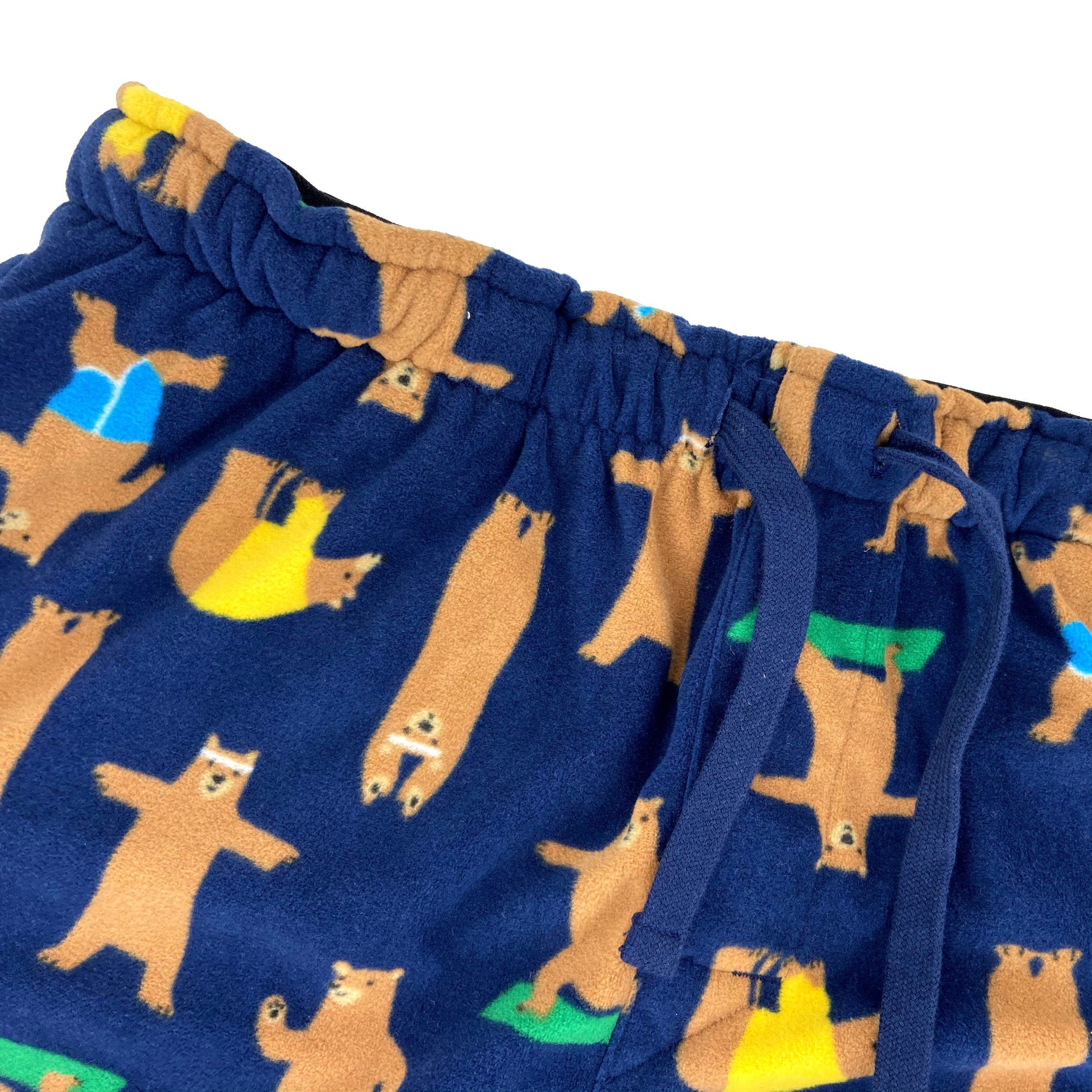 Soft Warm Cozy Fleece Pajama Bottoms. Bears Doing Yoga Print Pants
